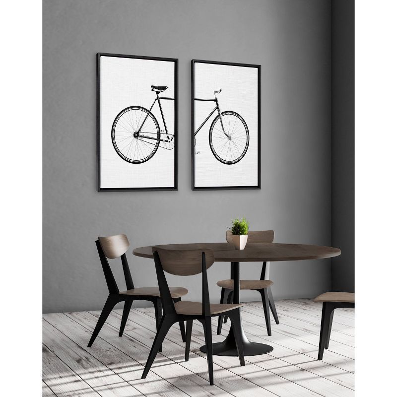 Set of 2 Black Bicycle Canvas Prints with Frames