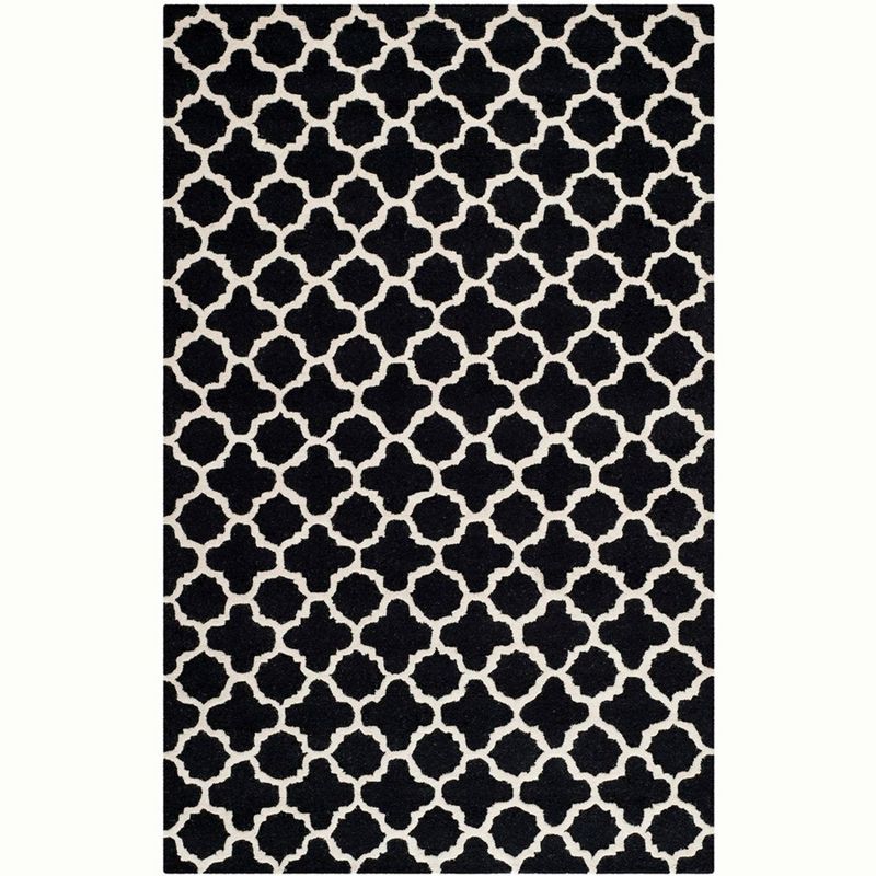 Cambridge 5' x 8' Black and Ivory Hand-Tufted Wool Area Rug