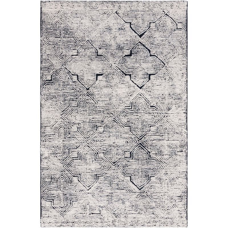 Metro Black and Ivory Hand-Tufted Wool Area Rug 8' x 10'