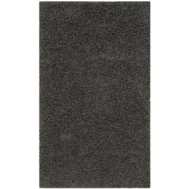 Luxurious Gray Shag Rectangular Accent Rug, Easy Care, 3' x 5'