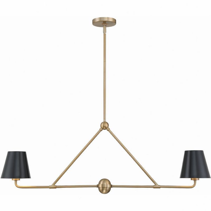 Xavier Gold and Black Steel 2-Light Chandelier