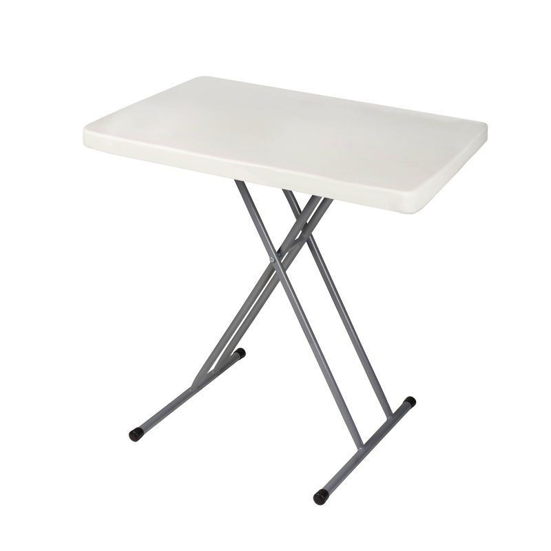 Speckled Gray Adjustable Height Folding Card Table with Steel Frame