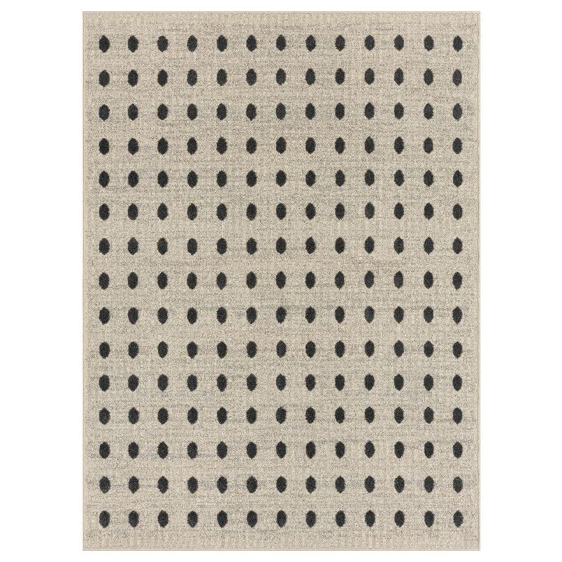 Cream Geometric Dots 5' x 7' Synthetic Area Rug