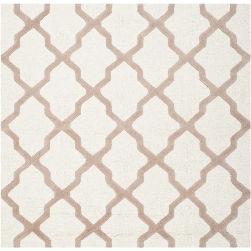 Ivory and Beige Hand-Tufted Wool Square Area Rug