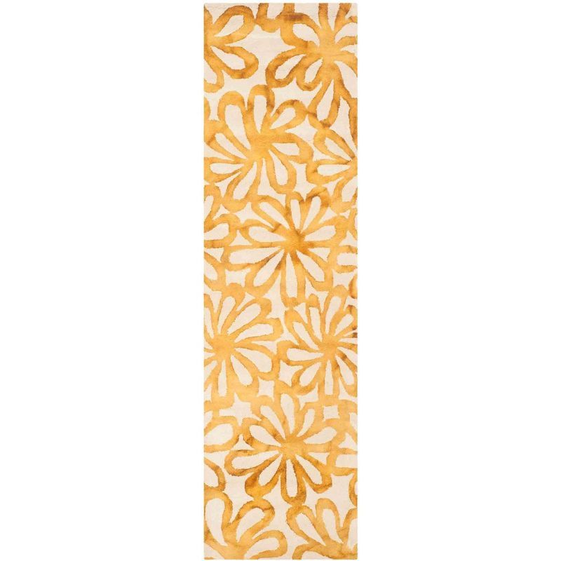 Luxurious Hand-Tufted Wool Runner in Beige & Gold - 27in x 10in