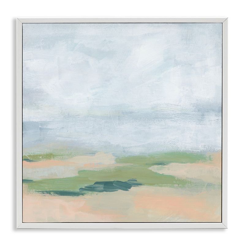 White Framed Abstract Landscape Canvas Print, 24" x 24"