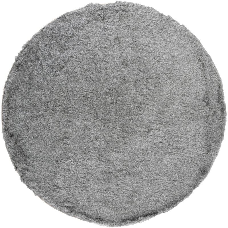 Celestial Silver 7' Round Synthetic Shag Area Rug