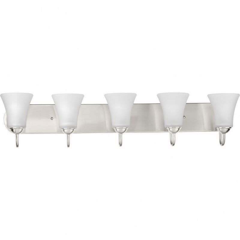 Classic Brushed Nickel 5-Light Bath Vanity with Etched Glass Shades