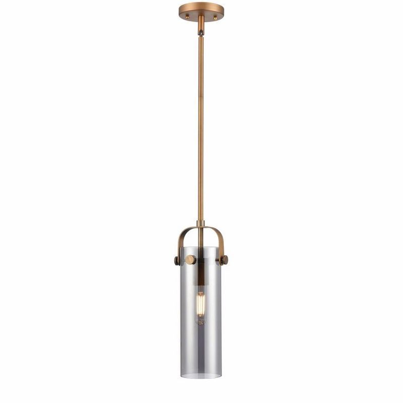 Pilaster II Brushed Brass Glass Cylinder Pendant Light