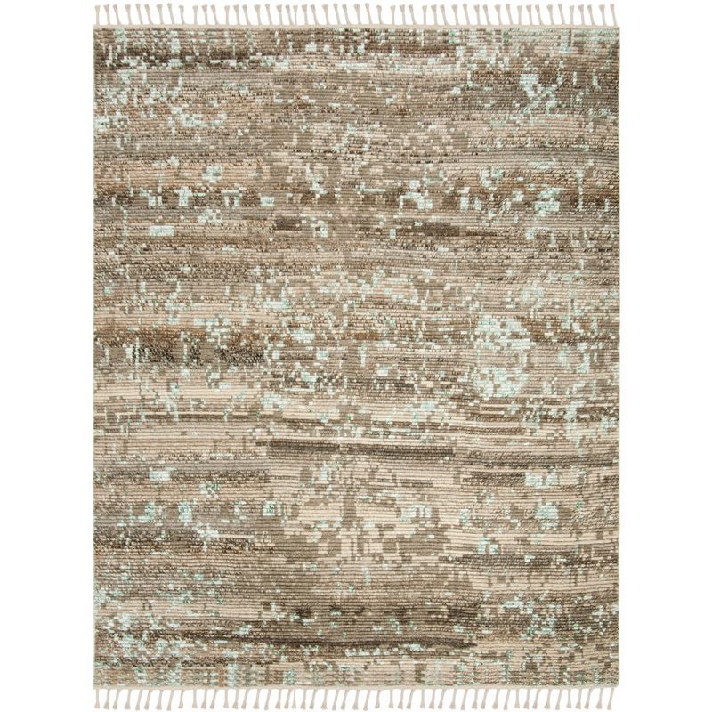 Hand-Knotted Beige and Silver Wool 8' x 10' Area Rug