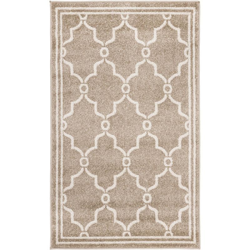 Reversible Wheat & Beige Easy-Care Synthetic Rug 3' x 5'