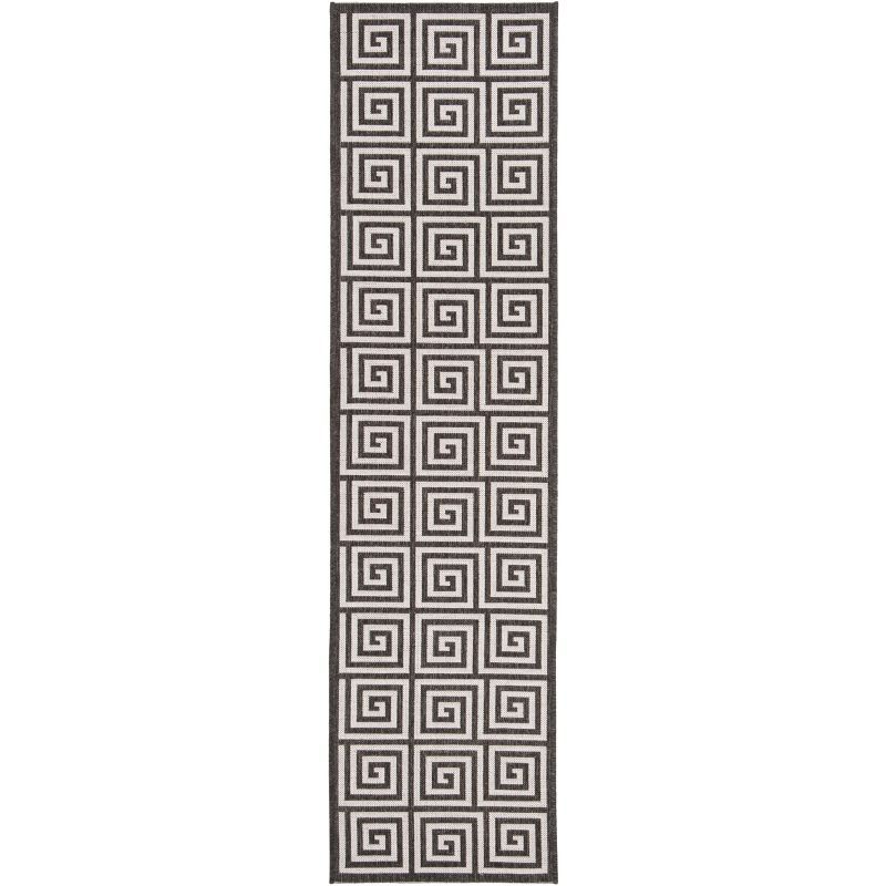 Gray and Charcoal Non-slip Synthetic Runner Rug 2' 2" x 10'