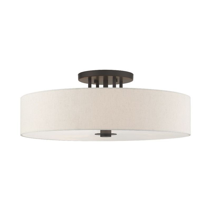 Meridian English Bronze 6-Light LED Drum Semi-Flush Mount