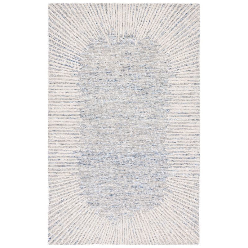 Hand-Tufted Abstract Wool Blend Area Rug in Blue/Ivory, 3' x 5'