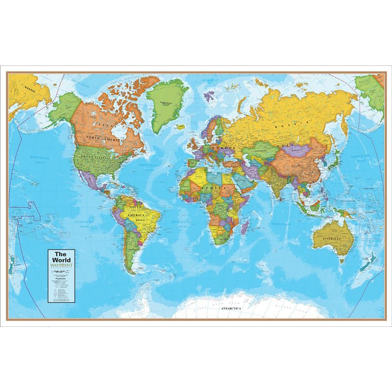 Blue Ocean Laminated World Map Poster for Kids