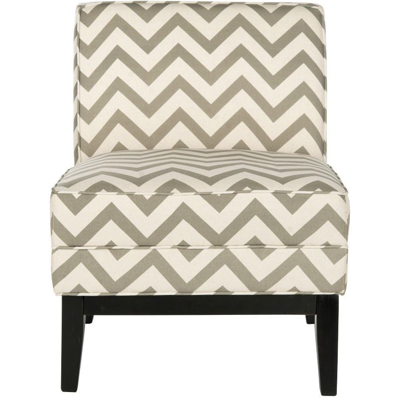 Grey and White Chevron Upholstered Slipper Chair