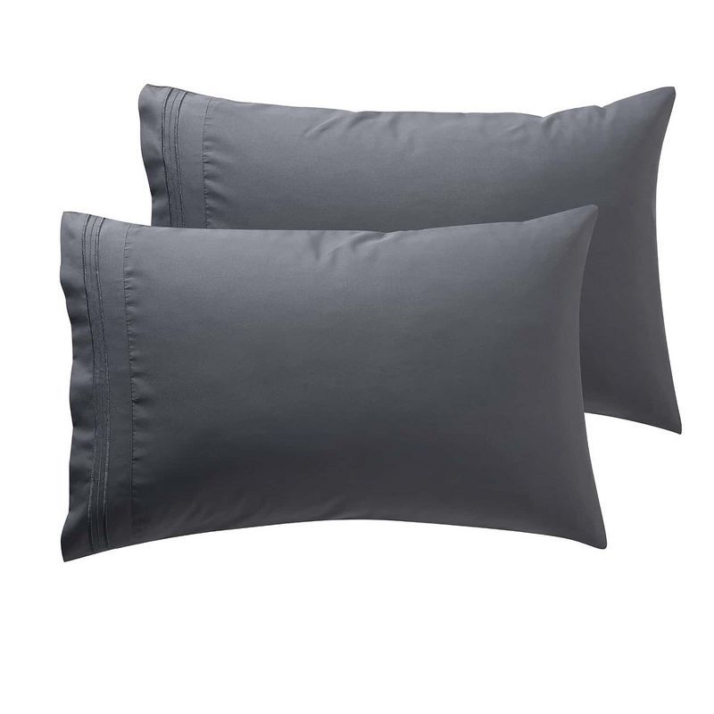 Dark Gray Hypoallergenic Microfiber Standard Pillowcases Set