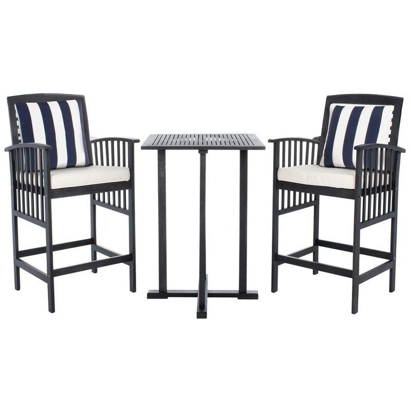 Sunset Terrace Chic Black Eucalyptus 3-Piece Bar Height Bistro Set