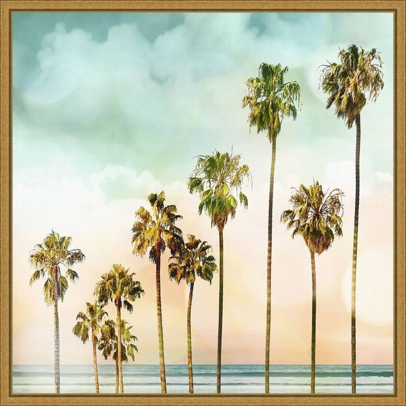 20" x 19" Beach Palms Framed Canvas Wall Art