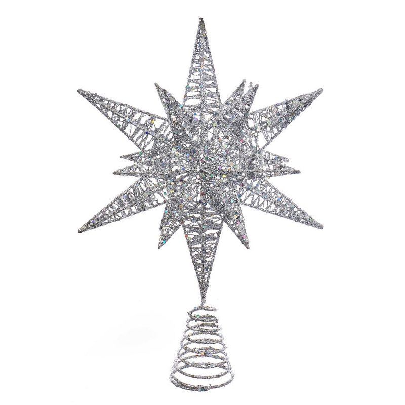 Silver Glitter Wire 3D Star Christmas Tree Topper