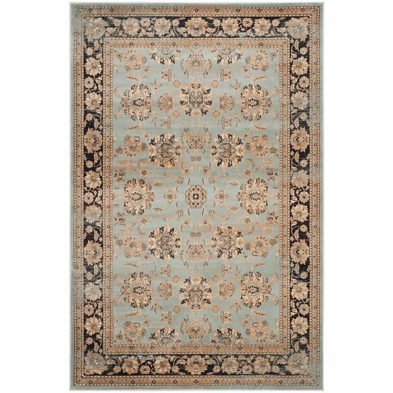 Serene Elegance Hand-Knotted Viscose Round Rug in Light Blue & Black