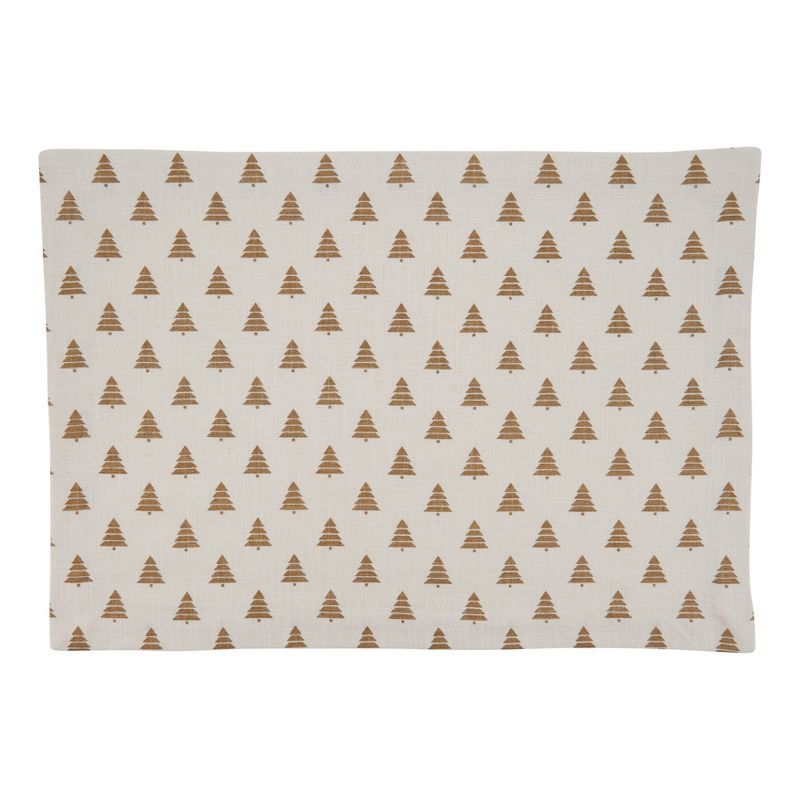 Gold Christmas Trees Cotton Placemats, 14"x20" (Set of 4)