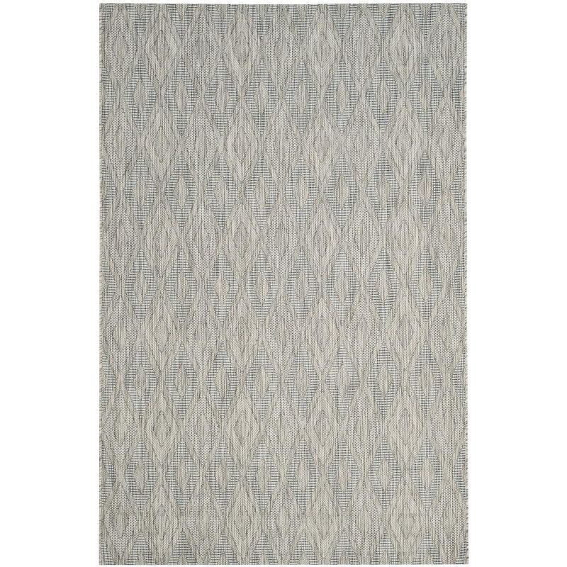 Subtle Diamond Aqua Grey 59" Synthetic Indoor/Outdoor Rug