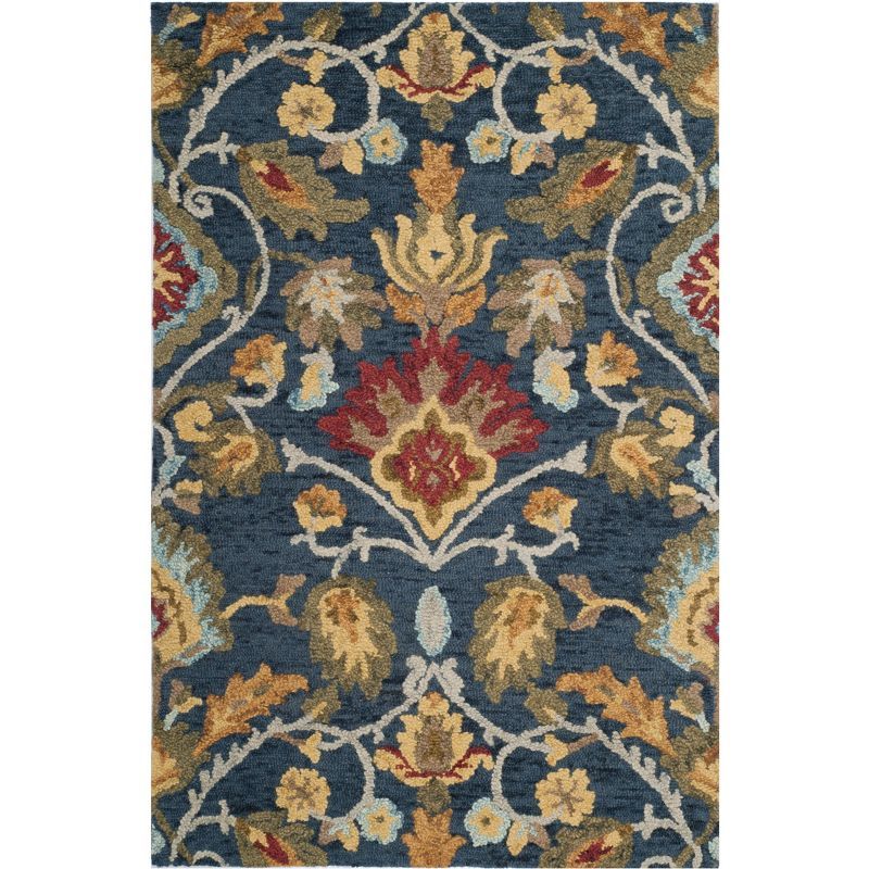 Navy Multi 4' x 6' Handmade Wool Tufted Area Rug