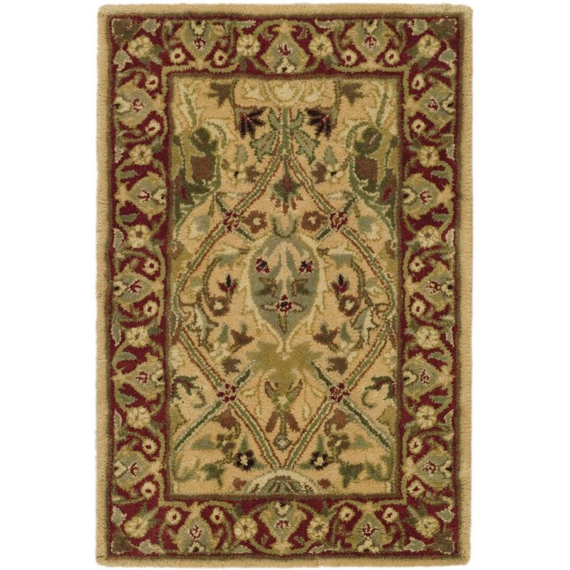 Ivory and Rust Hand-Tufted Wool Persian Area Rug 2' x 3'