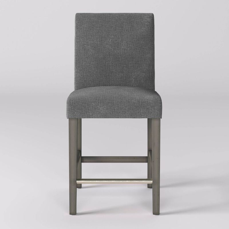 Laura Gray Fabric and Wood Counter Height Barstool with Steel Footrest