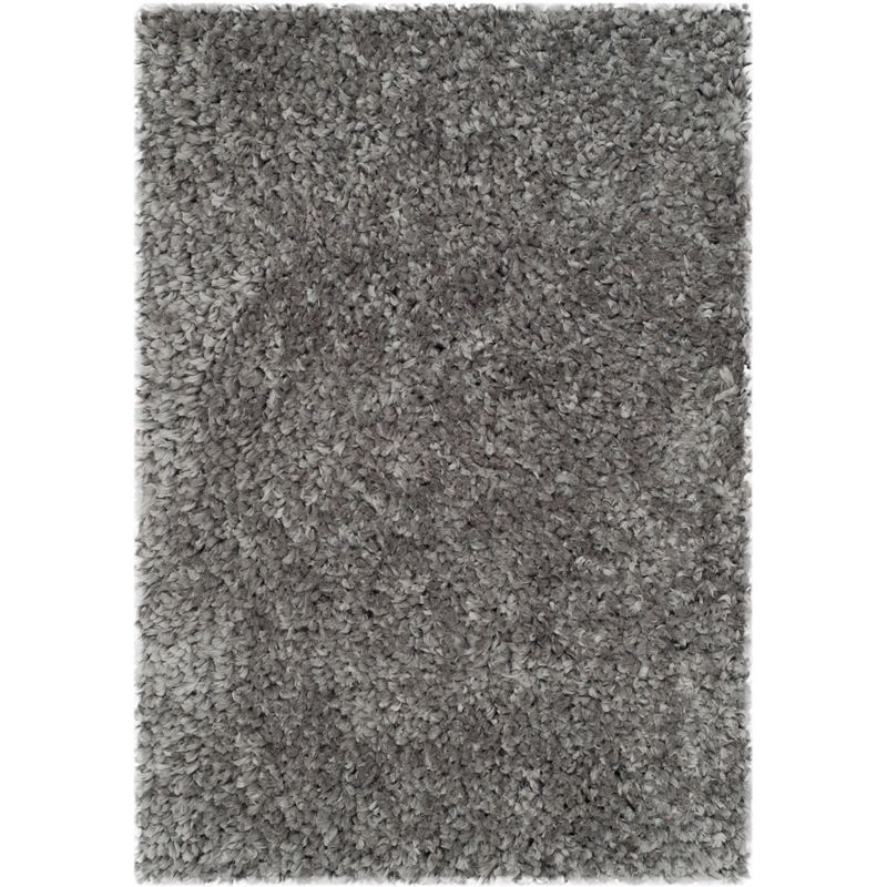 Silver Hand-Tufted Wool Shag Rug, 2' x 3'