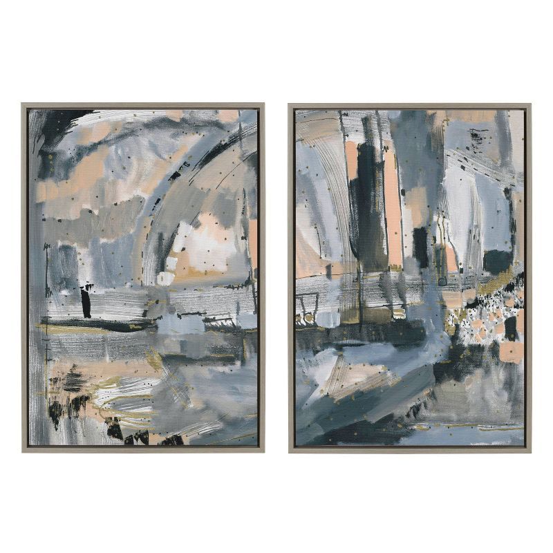 Sylvie Harbor Nights Abstract Framed Canvas Art Set