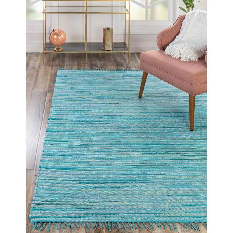 Handmade Light Blue Synthetic Braided Reversible Rug