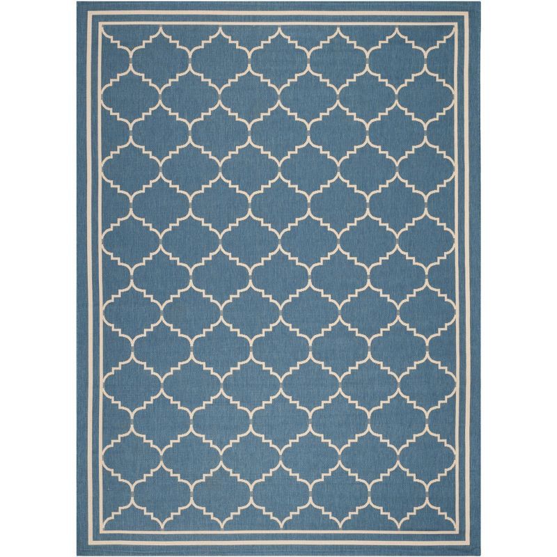 Elegant Blue/Beige Synthetic Indoor/Outdoor Area Rug 9' x 12'