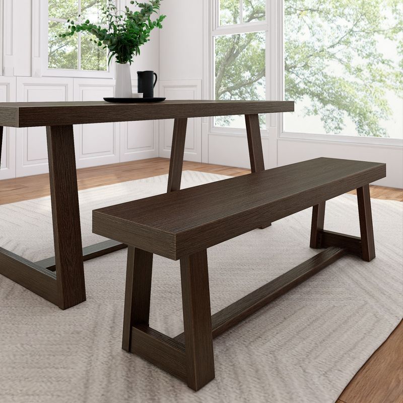 Walnut Wirebrush 60" Solid Wood Farmhouse Dining Bench