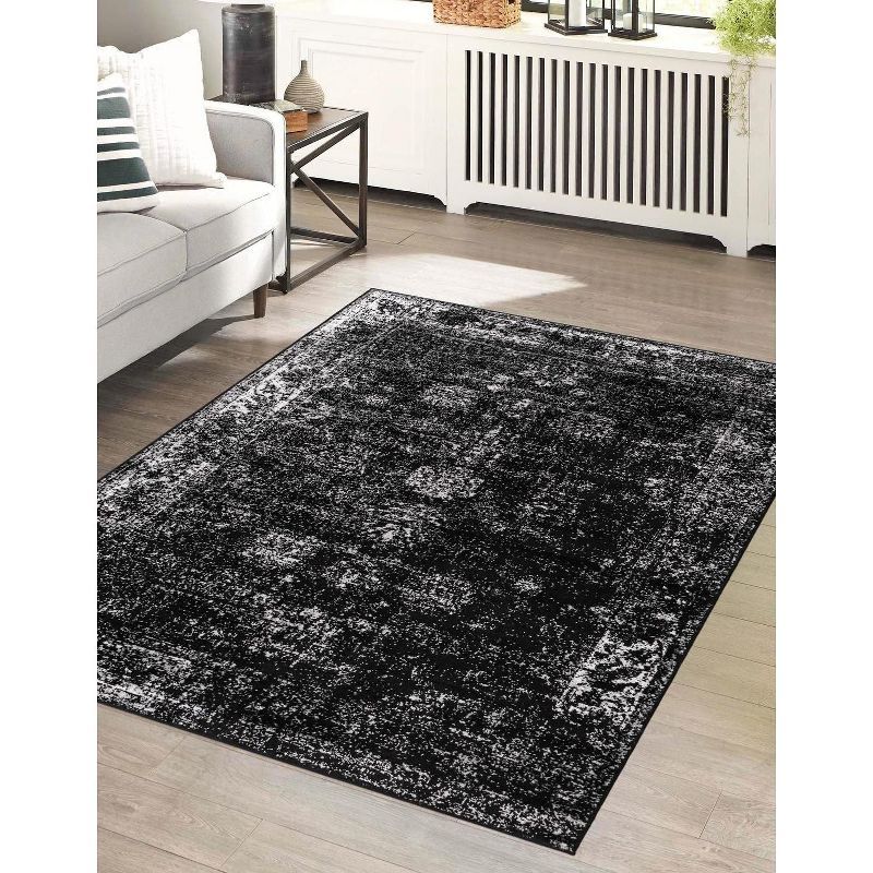Casino Sofia 9' x 12' Black Rectangular Indoor Area Rug