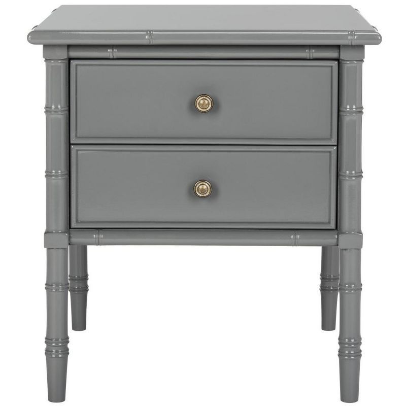 Transitional 2-Drawer Bamboo-Styled Gray Nightstand