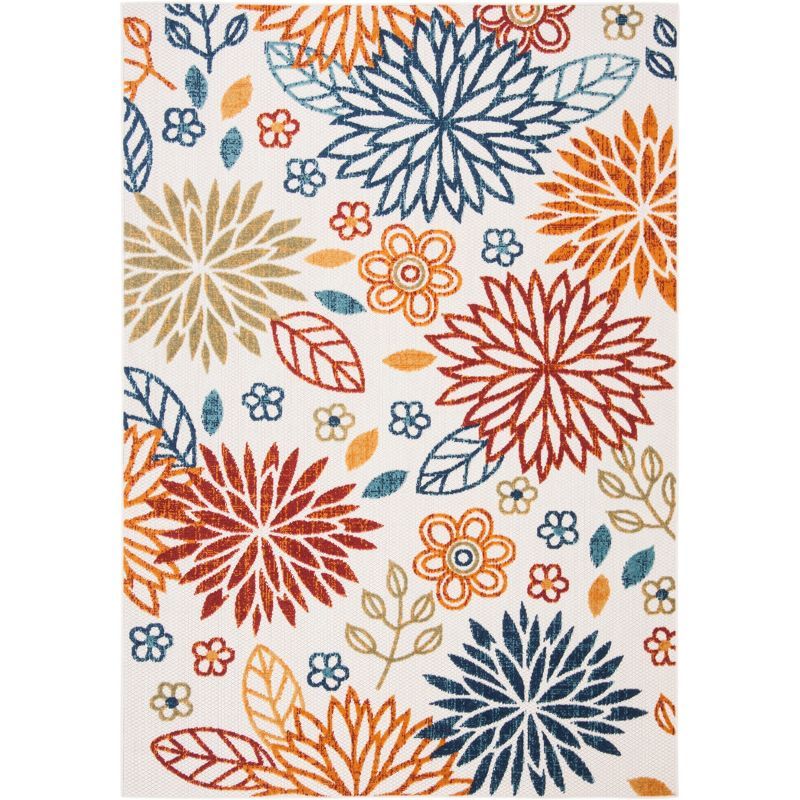 Red Floral Synthetic Flat Woven Reversible 6' x 9' Area Rug