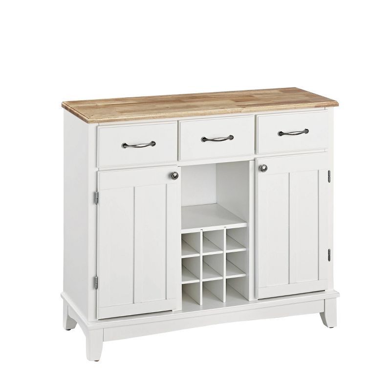 Homestock Beachy Boho White and Natural Wood Buffet Server