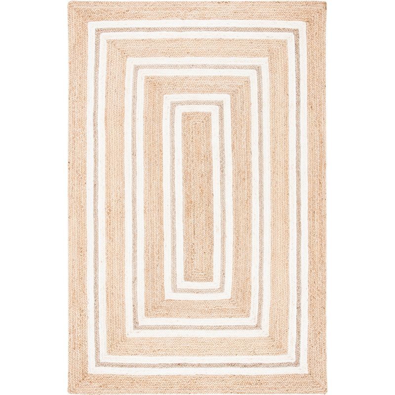 Ivory Geometric Handmade Cotton Rug 59" x 7"