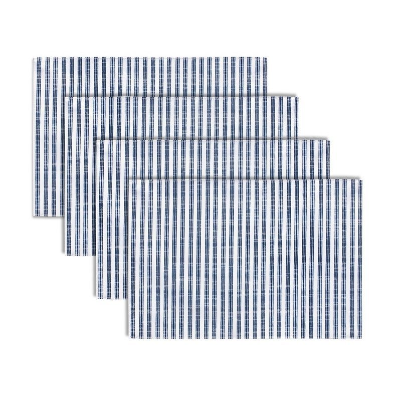 Navy Blue and White Striped Polyester Placemats Set of 4