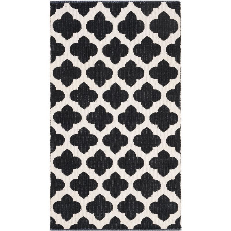 Ivory Trellis 36" Handwoven Cotton Flatweave Rug