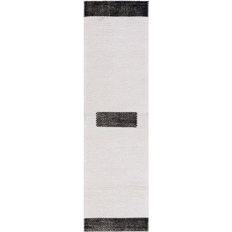 Handmade Black and Ivory Wool Flat Woven Runner Rug