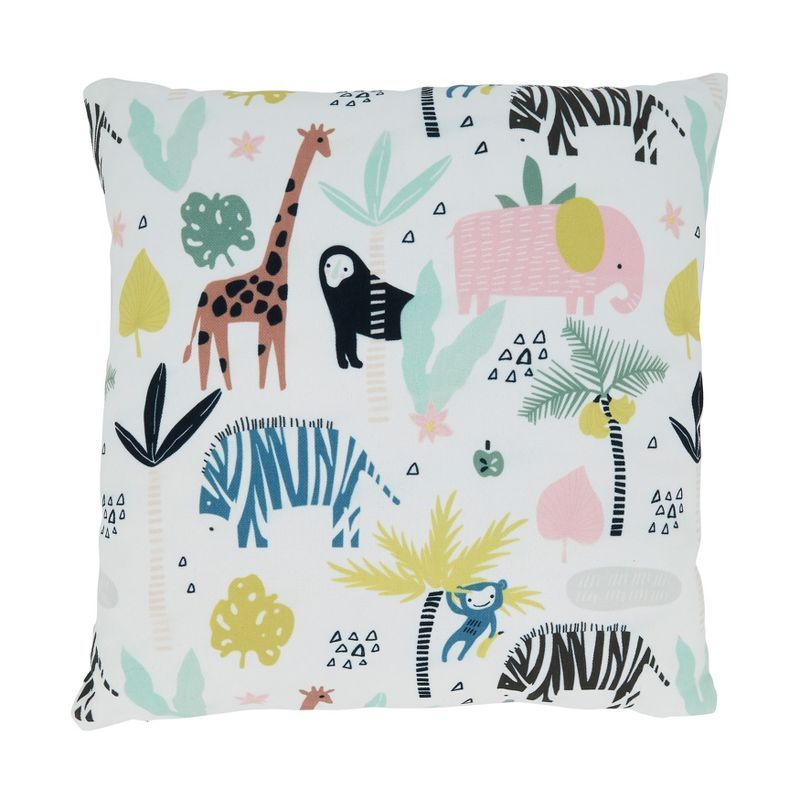 Safari Animals Multicolor Square Throw Pillow