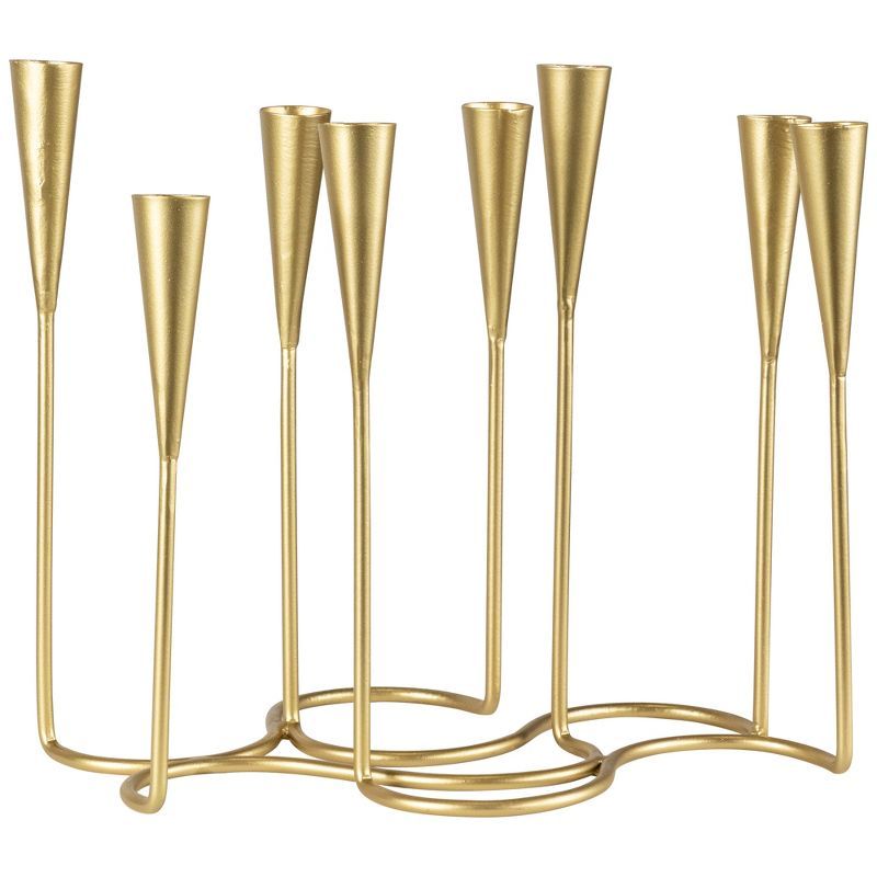 Modern Matte Gold 8-Taper Iron Candelabra