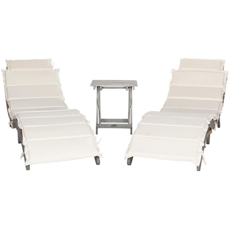 Contemporary Gray Acacia 3-Piece Outdoor Lounge Set