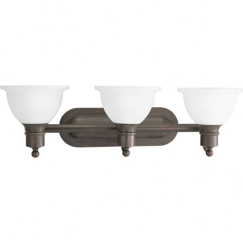 Antique Bronze 3-Light Wall Bracket with Etched Glass Shades