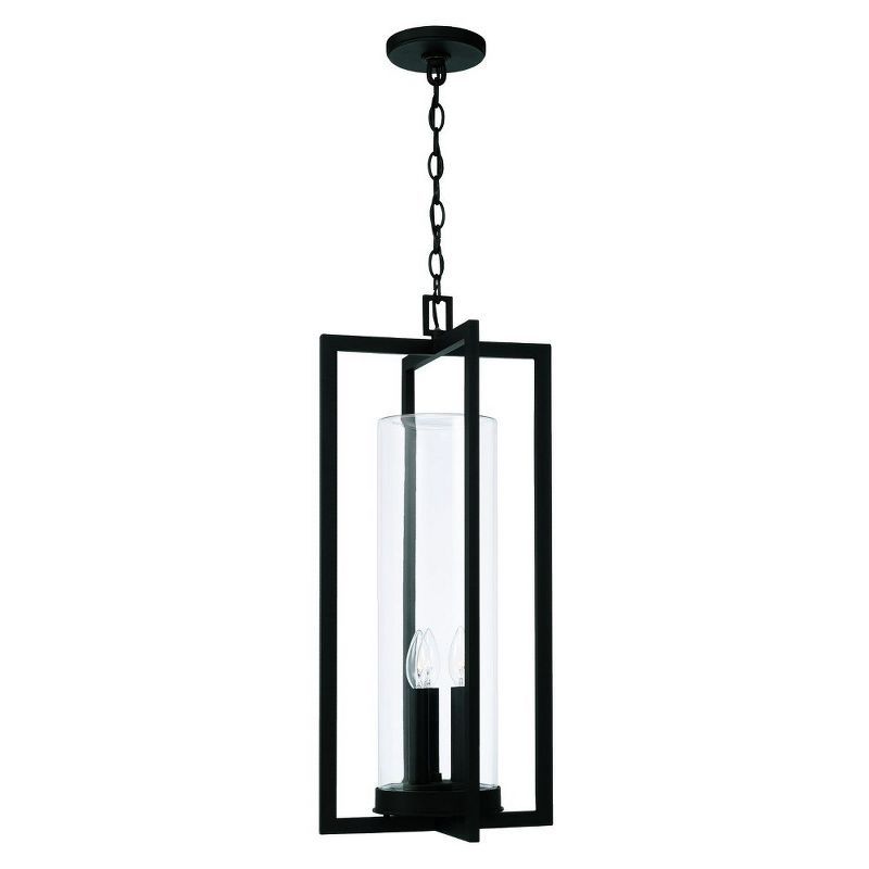 Kent 25-Inch Black Clear Glass Outdoor Hanging Lantern