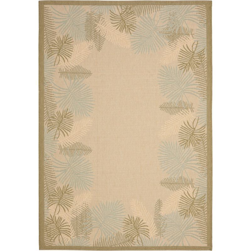 Courtyard Cream & Green Non-Slip Outdoor Rug - 8' x 10'