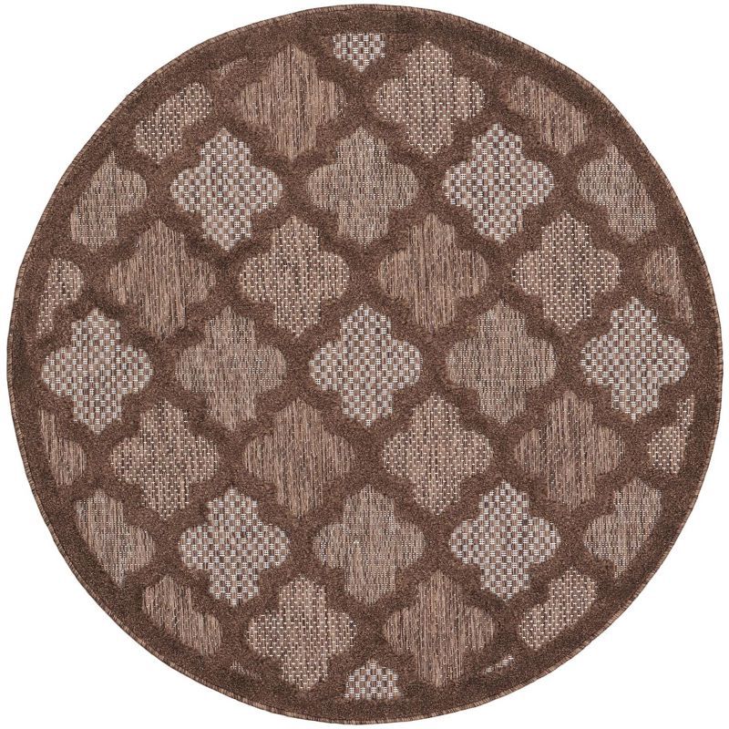 Nourison Brown Round Trellis Outdoor Rug